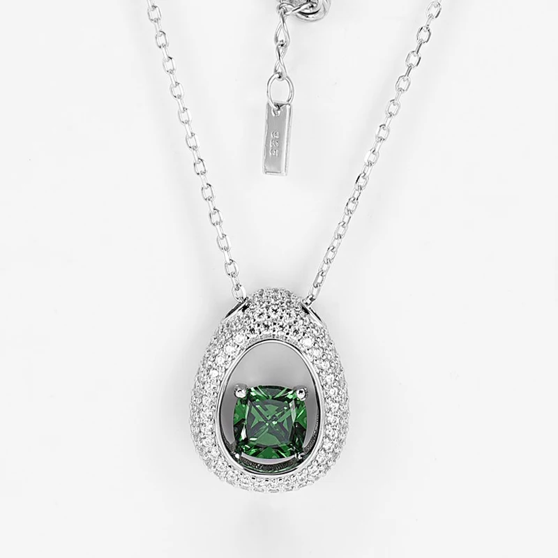 Carline Crafted Square Custom Luxury Design 18K Gold Rhodium Plated Fine Jewelry Fashion 925 Sterling Silver Zircon Necklace