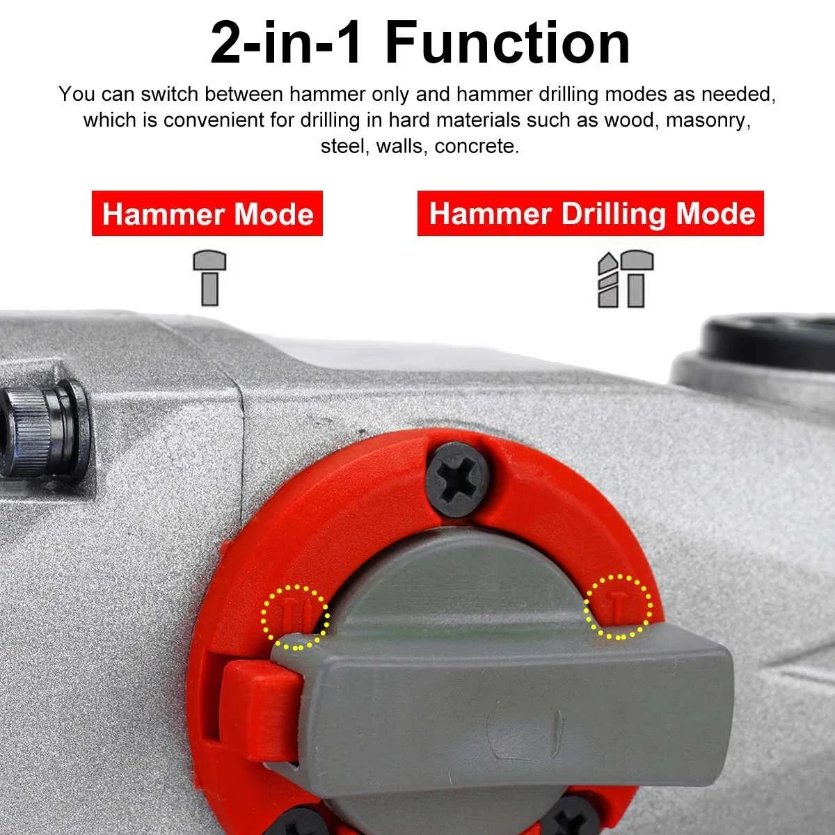 3 in 1 288Vf Rechargeable Pick with 2pcs Battery Brushless Cordless Rotary Hammer Drill Electric Hammer Impact Drill Electric