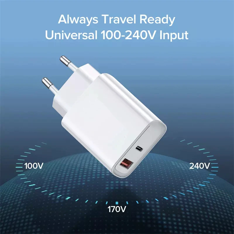 Лидер продаж зарядное устройство с двумя Usb-портами мощностью 20 Вт типа C для аккумуляторов безопасные