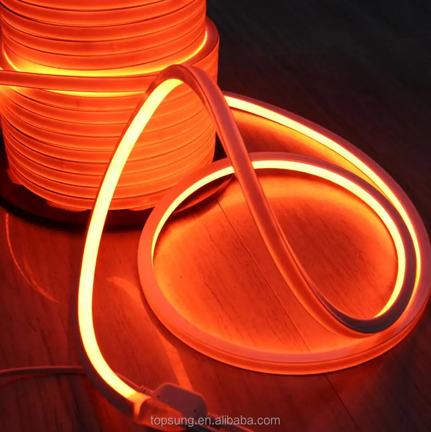Outdoor flexible neon led strip yellow 24v 10cm cut top bend 16x16mm amber led linear lighting tape