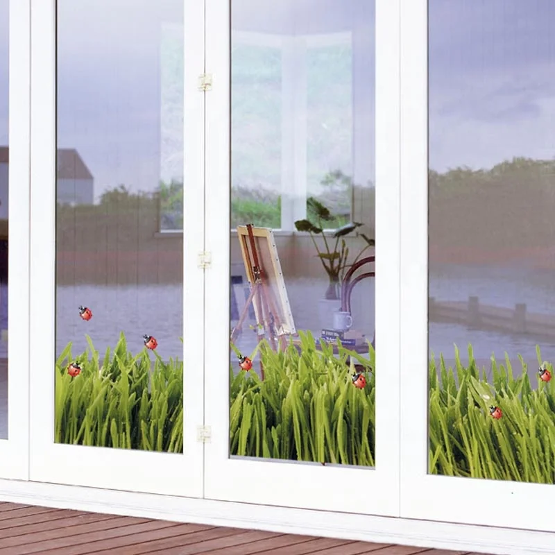 Plants insects grass green leaves dew static film sticker window stickers Non-adhesive glass sticker Electrostatic film decals