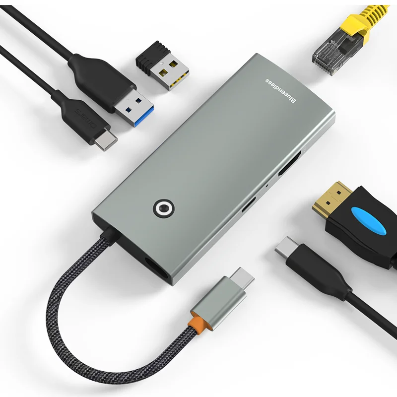 Factory Wholesale C Power Delivery Ethernet Tipo Splitter Usb 3.0 6 In1 Por Hub