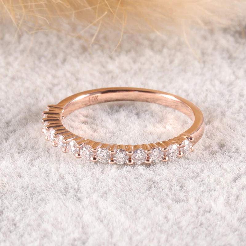 Provence Jewelry 1.8mm melee moissanite 10k rose gold eternity ring band for daily wearing