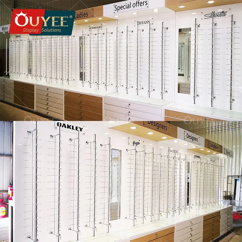 Retail Store Fixture Glass Shop Locking Eyewear Showcase Sunglasses Display Rack Optical Frames Display Stand