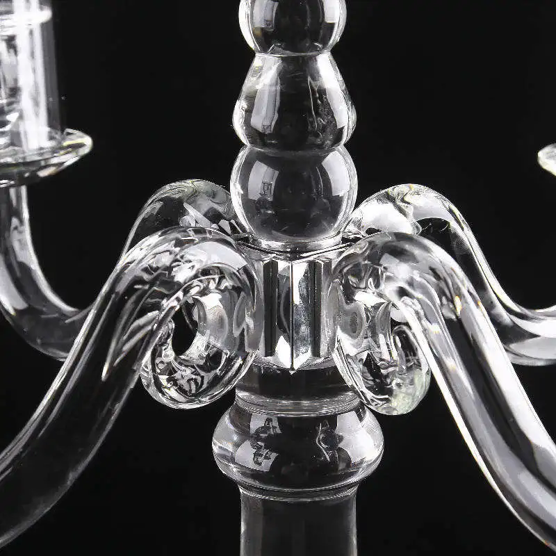 Factory Hot Sale Home Candlestick Crystal 5 Arm Wedding Centerpieces Candelabra Table Decorations Glass Candle Holders