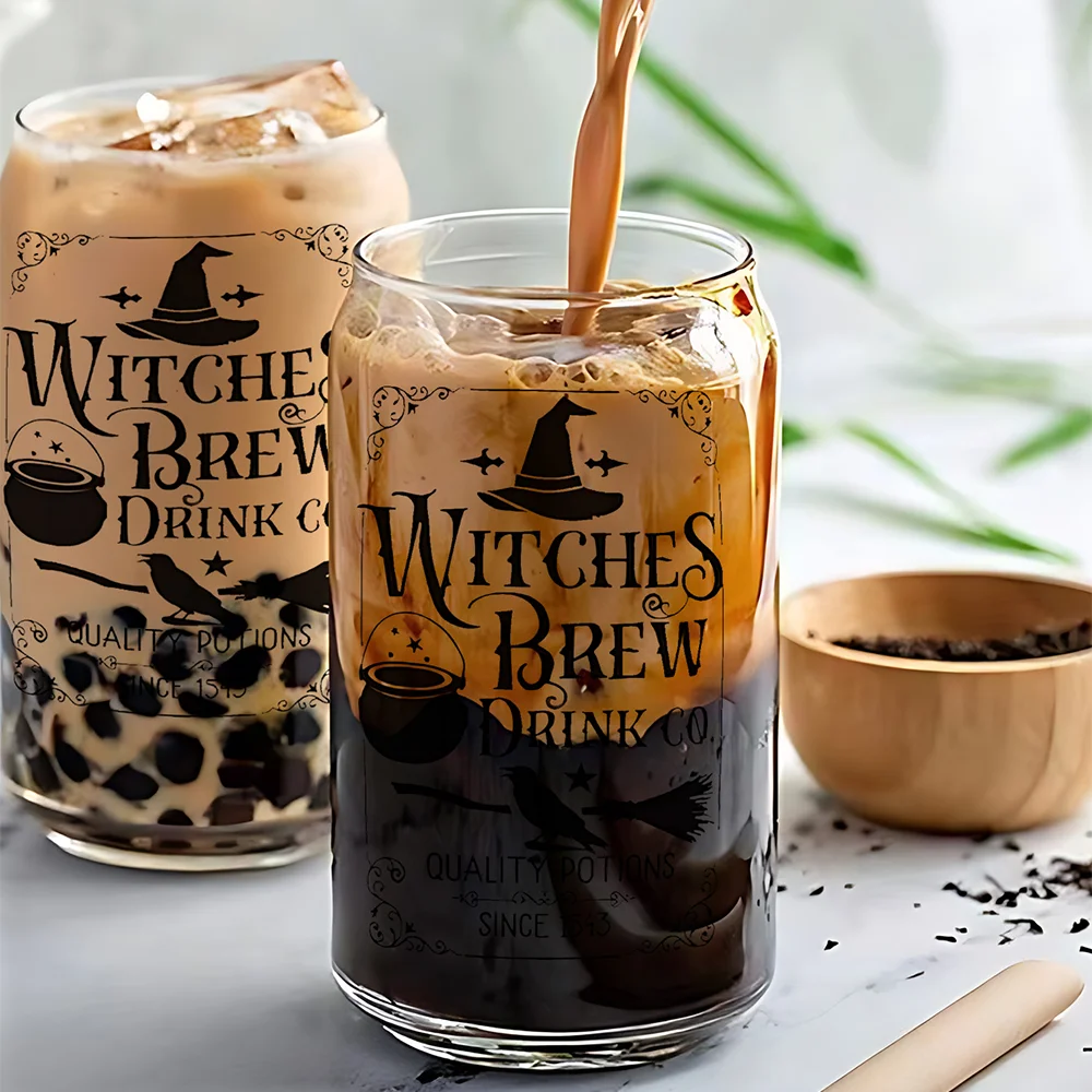 Sublimation 16oz Beer Boba Soda Coffee Can Shaped Drinking Clear Glass Glasses Mug Tumbler with Bamboo Lid Straw Cup