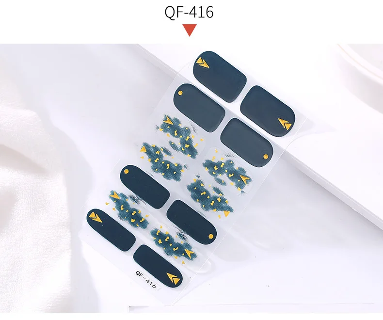 Fashion 2D Self-Adhesive 14Pcs Moon and Star Nail Polish Stickers Full Cover Cute Nail Wraps