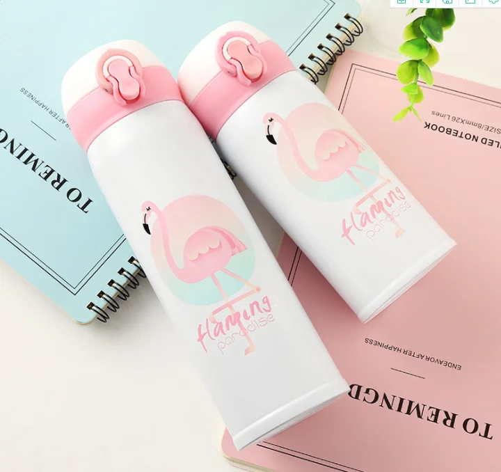 Double walled vacuum thermos flask Bounce with the cup 304 stainless steel mug fashion hand cup cupping cup one button open