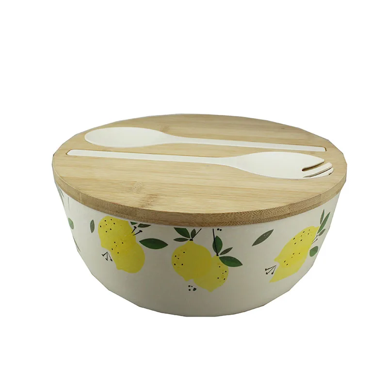 large round serving mixing painted color lacquer corn starch bamboo fiber rice soup fruit salad bowl bowls set with lid