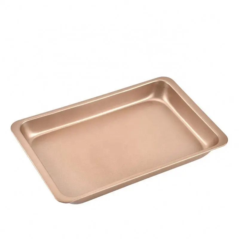 High Quality Golden 12 Inch Non Stick Rectangular Carbon Steel Baking Tray Cake Mold Baking Tool