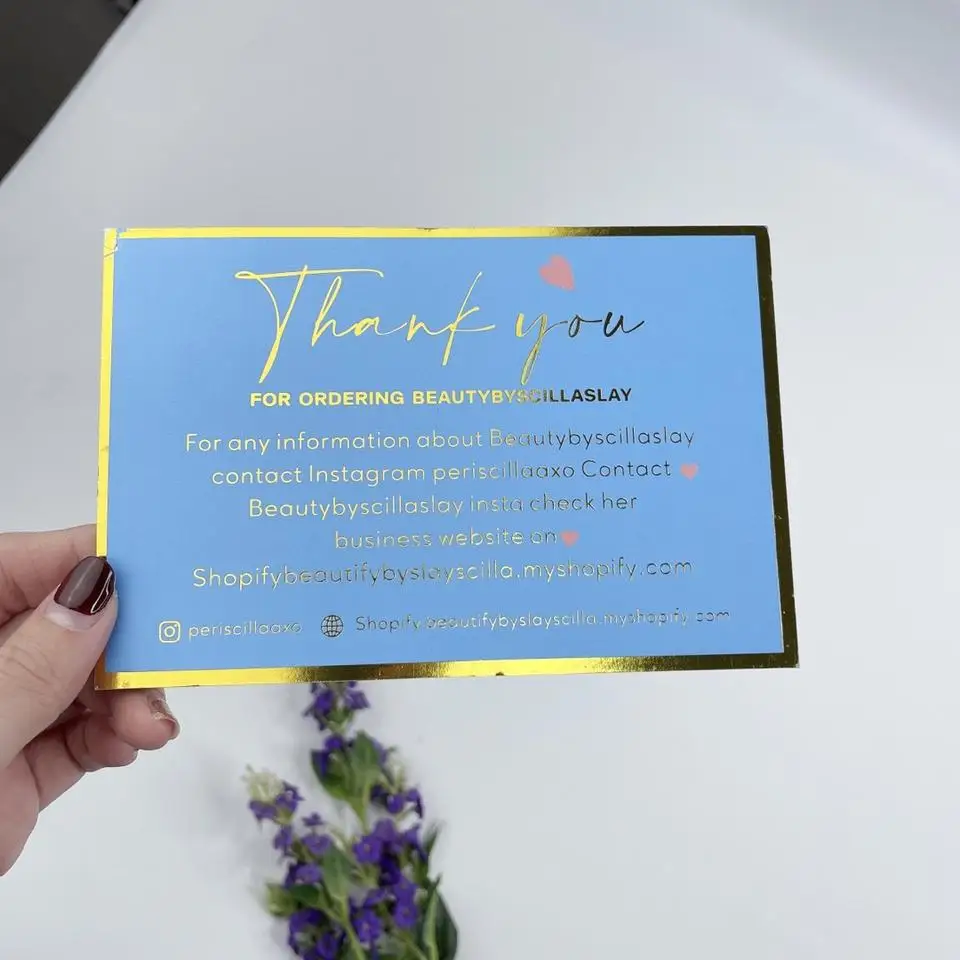 High quality custom luxury business paper thanks u card greeting thank you card for small business with logo