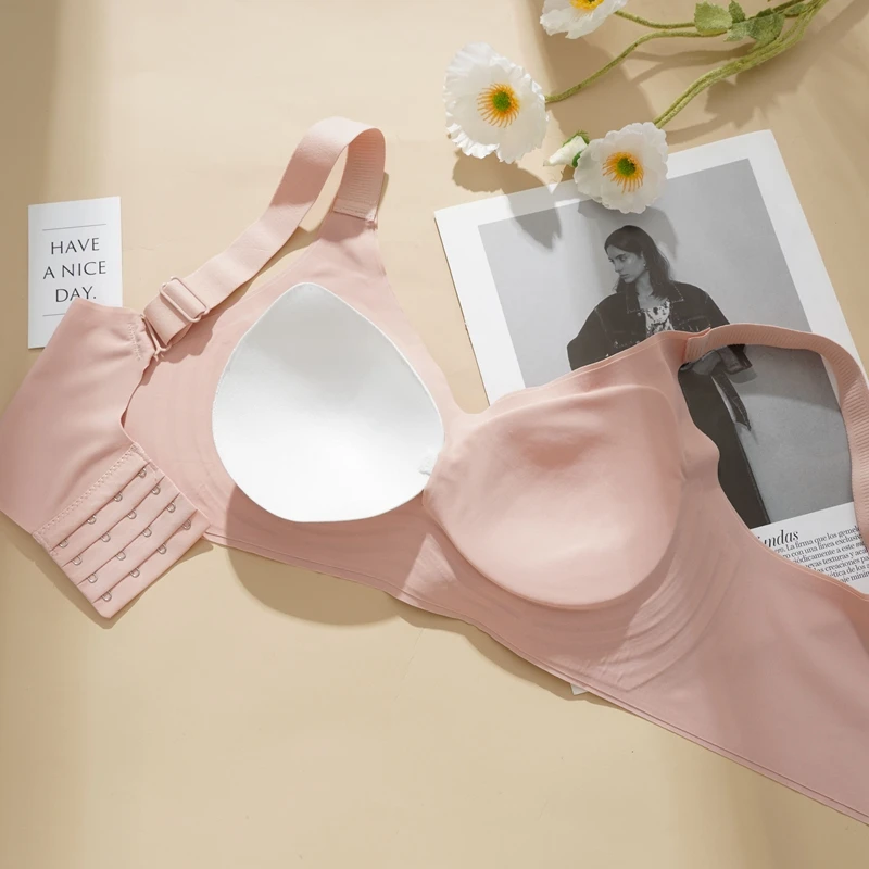 Custom logo Push Up Underwear Large Seamless Detachable Top Bras Big Size Double Layer sutia Women Seamless Bra