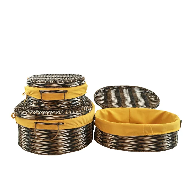 Домашний Органайзер Renel, пластиковая коробка из ПЭ, корзина для хранения мелочей из ротанга с крышкой