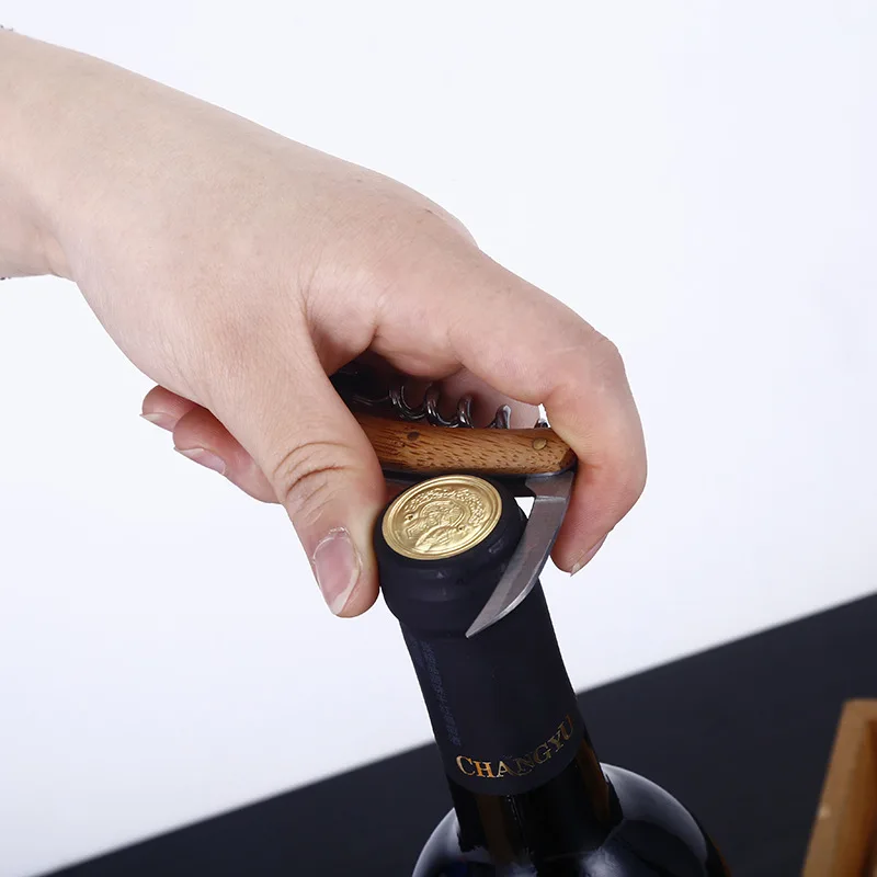 4Pcs wine accessories bottle opener corkscrew kit with bamboo box set