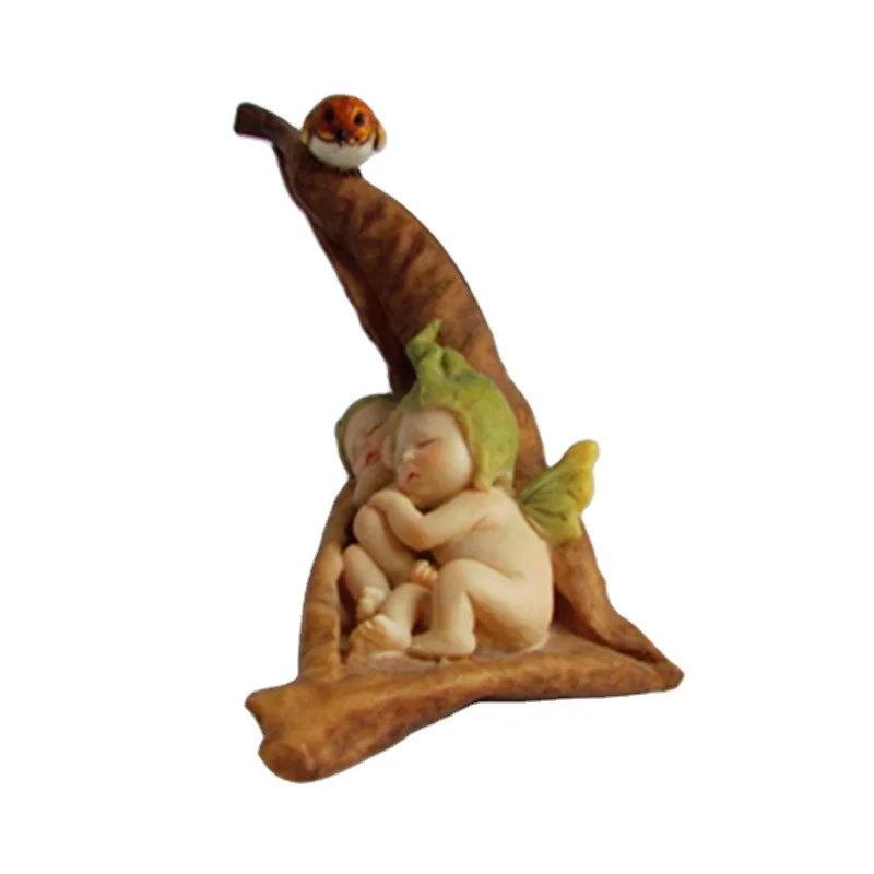 ED9515A Return Gifts for Kids Birthday Decoration Resin Handmade Gifts Leaf Baby Figurine