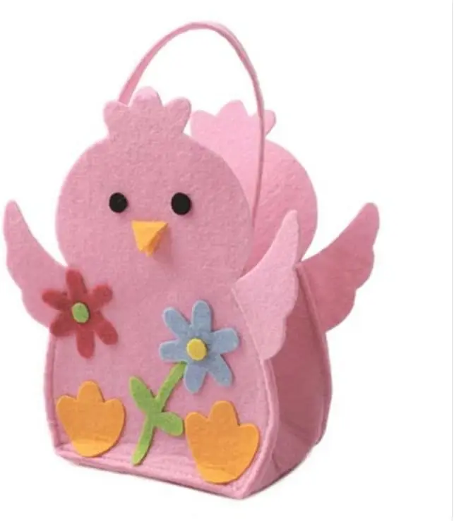 free sample new customize personalized wholesale sublimation felt chick cow candy bunny gift bag Easter baskets for kids