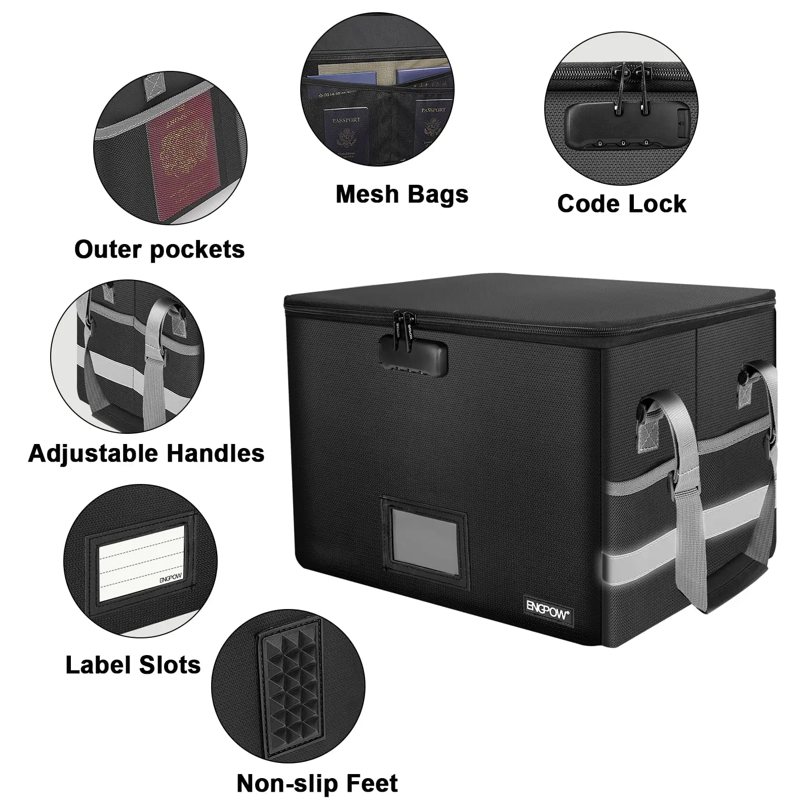 Fireproof Waterproof Document Case Business Use Large Capacity Folding File Organizer  Anti-Static Document Storage Box