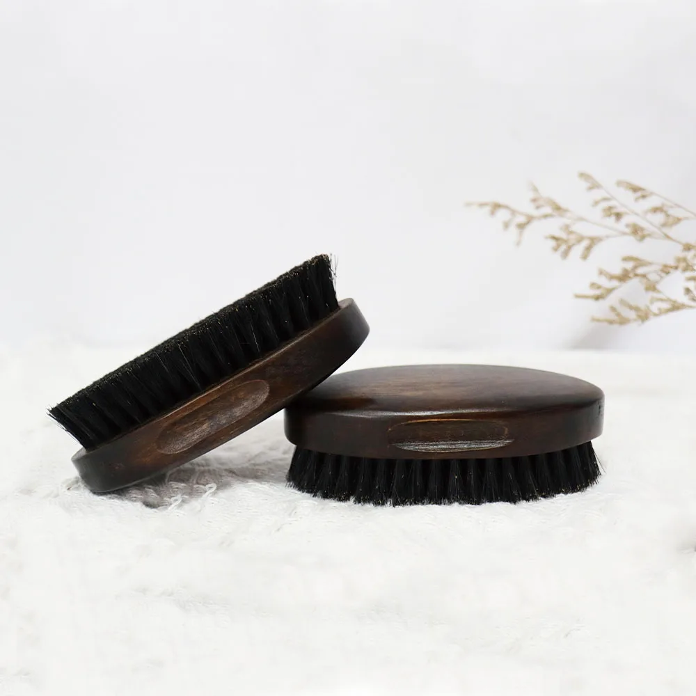 3PCS Multi-functional Natural Wood Boar Hair Beard Brush and Comb with Scissor for Men Grooming and Beard Care
