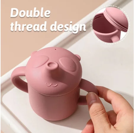 Baby Feeding Cups BPA Free Silicon Fashion Baby Drinkware Sippy Cups For Toddlers & Kids With Silicone Panda Pacifier