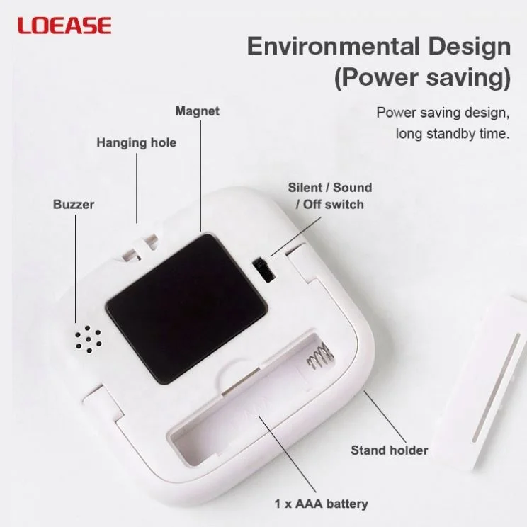 24 Hour Kitchen Silent Classroom Meeting Countdown Vibrator Light Flashing Alarm Visual Analog Timer Clock for Kid