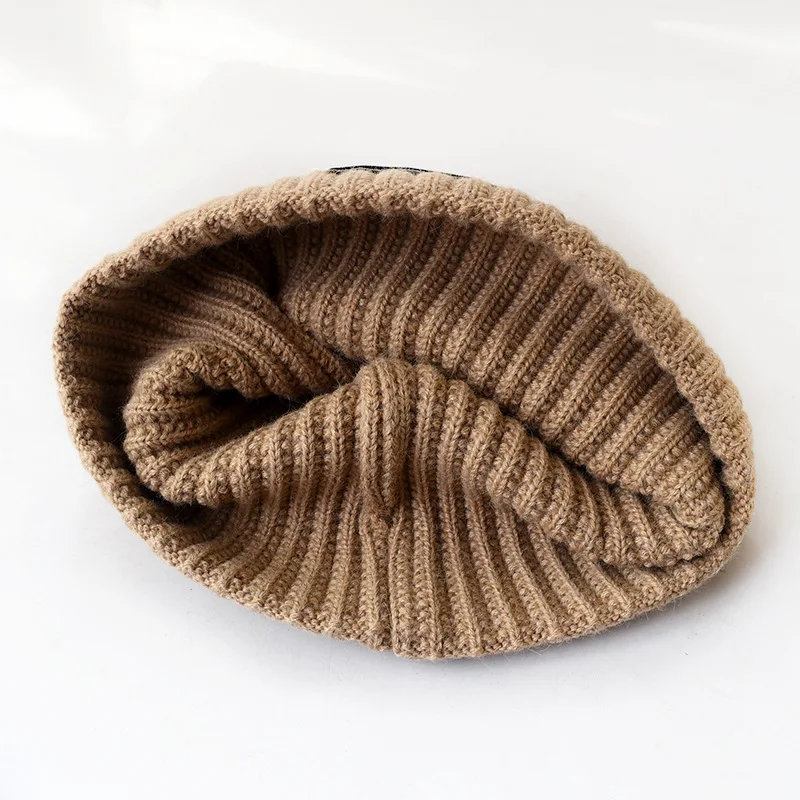 Hot sale wholesale knitted hat with custom logo knitted ear protection warm hat with cloth label for unisex