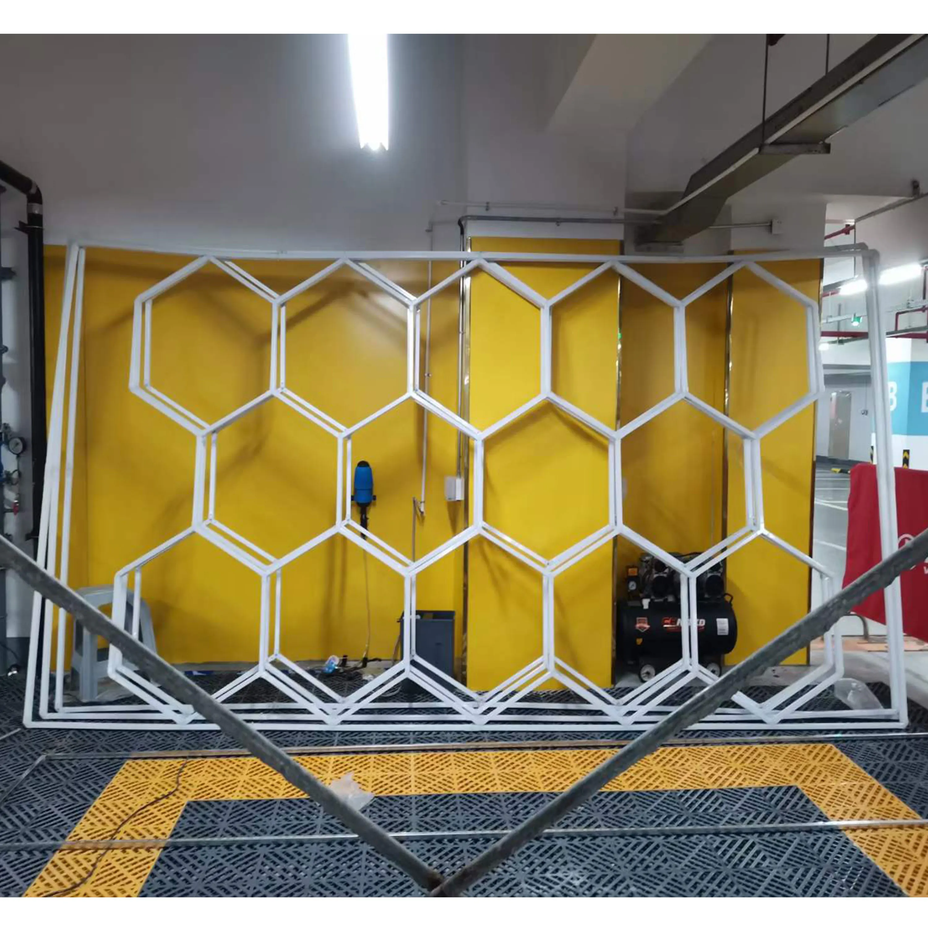 led hexagonal garage  barber light 120w  ceiling rgb shop party retro glide 160w 16000lm 6500k deformable