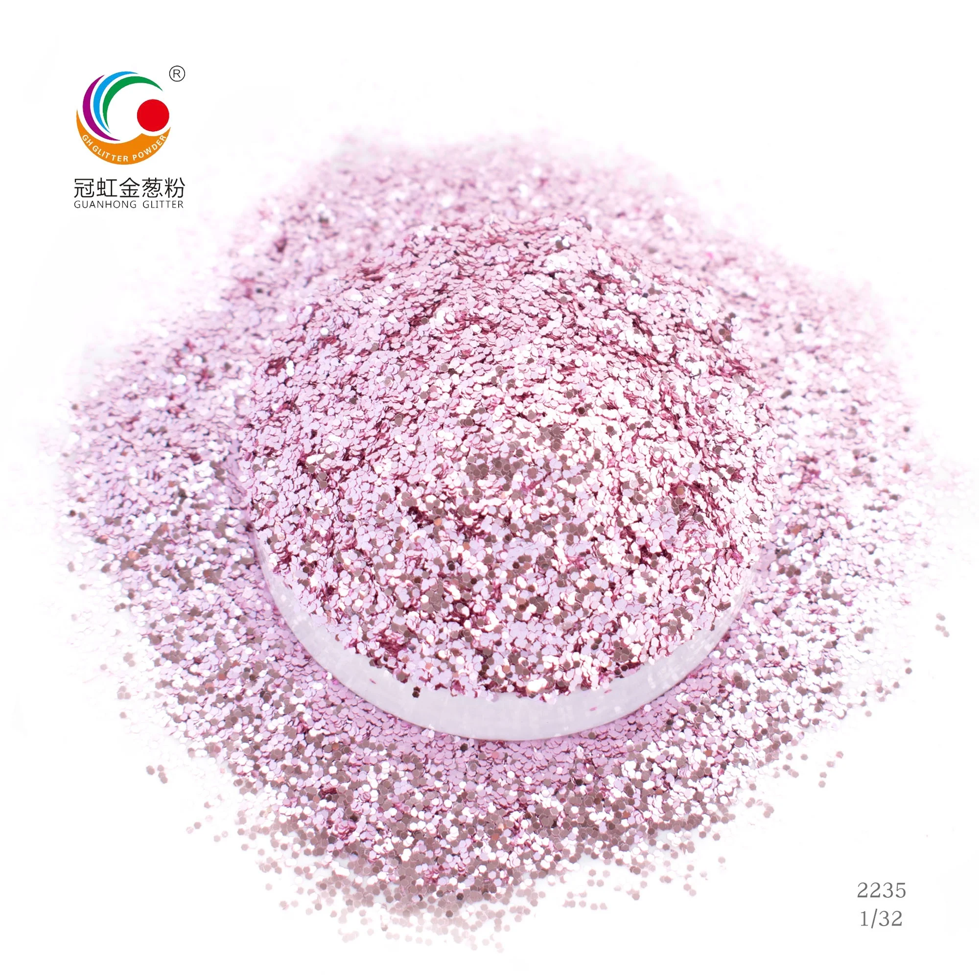 Производитель GH2235, оптовая продажа, ультратонкая розовая ПЭТ гексагональная блестящая пудра для ткани, текстиля, Новогоднее украшение