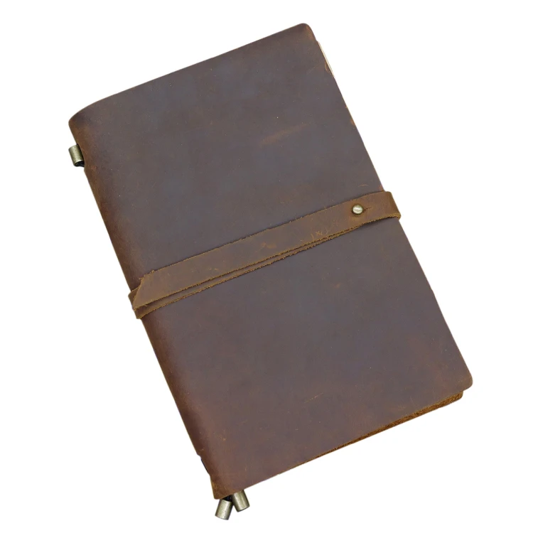 Customized Cattle Leather Planner cover A5 Vintage EDC Soft Genuine Leather Journal with Sleeve