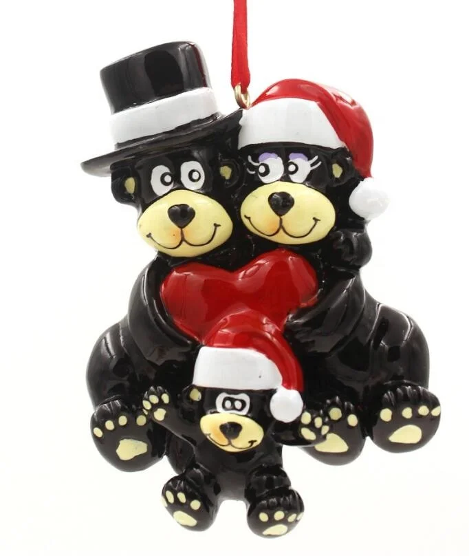 christmas family ornaments,resin bears ornaments,christmas tree ornaments,personalized christmas ornaments,christmas gifts