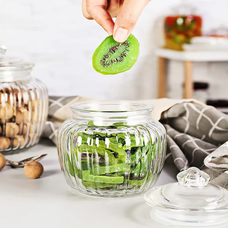 Glass Cookie Jar Medium Food Storage Container with Airtight Lid Glass Storage Cookie Jar for Flour Pasta Candy