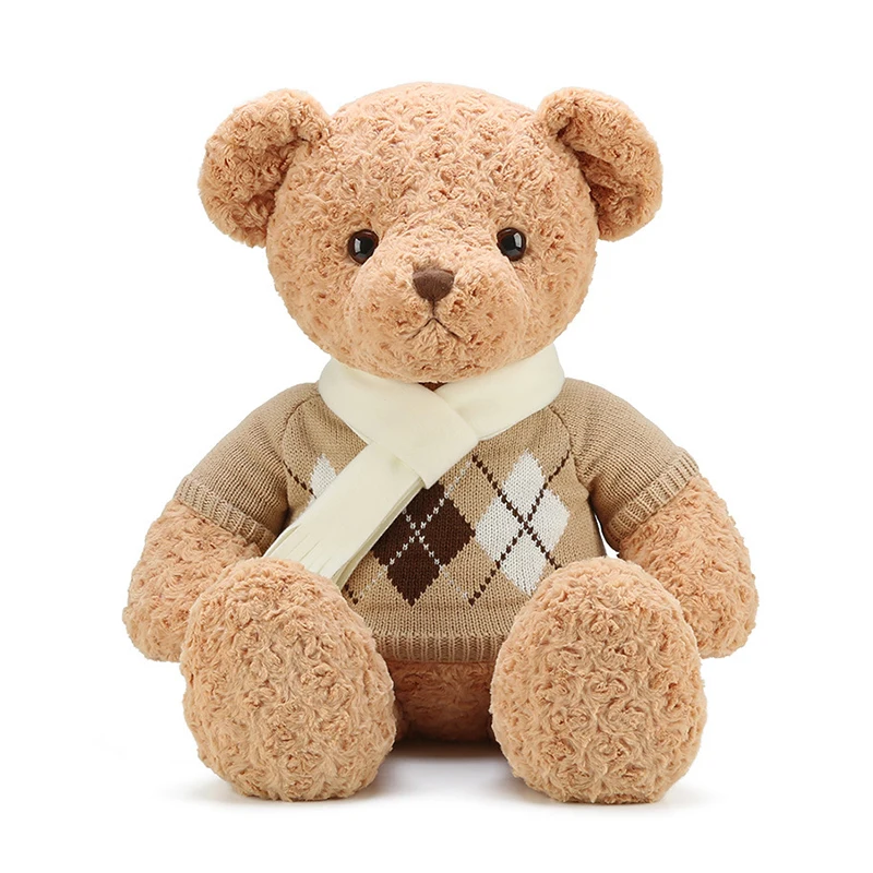 Wholesale custom manufacturer hugging teddy bear with sweater coat plush toys dolls gift