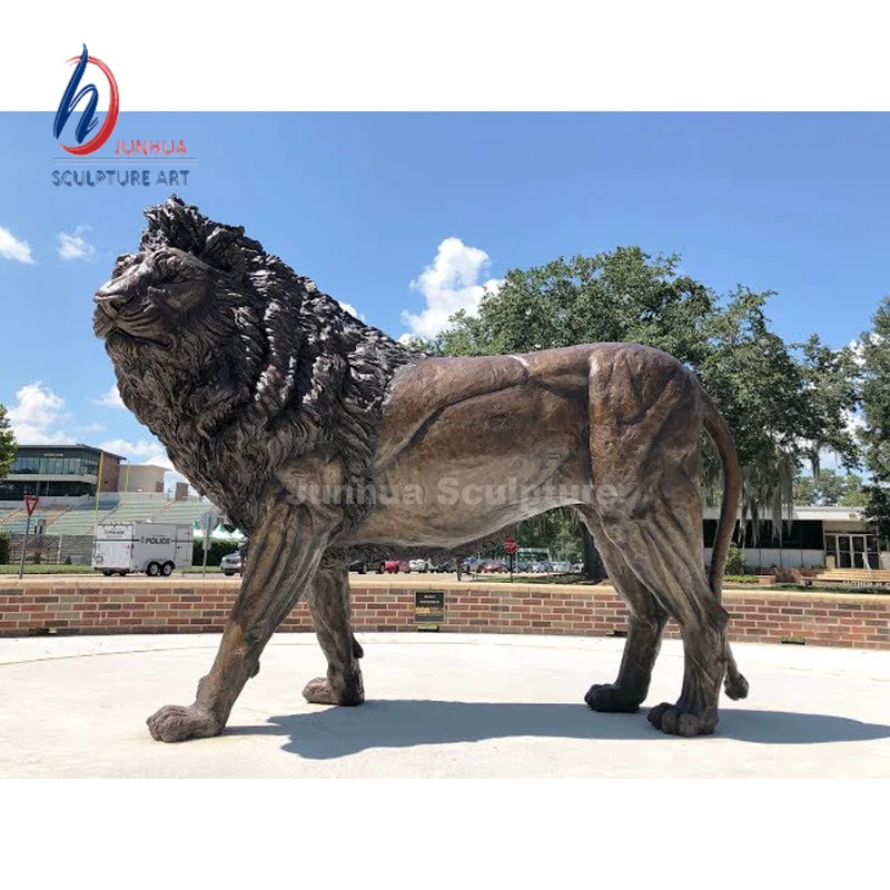 Outdoor Front Door Big Copper Brass Lion Statue Garden Decoration Antique Life Size Bronze Lion Statue Sculpture