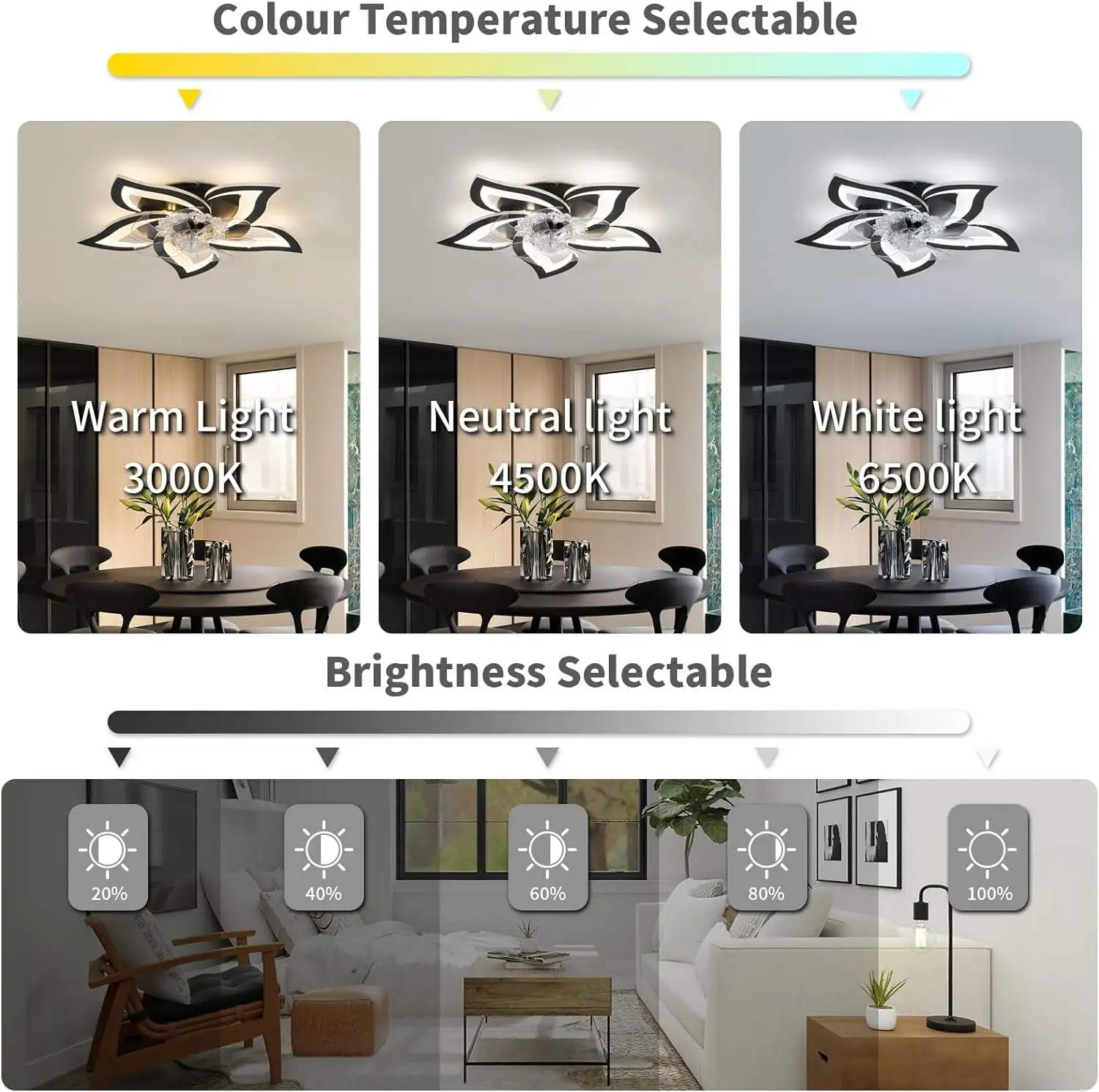 110V 220V led Ceiling fan with Remote Control for Living Room Ventilator Lamp Black Modern light with Ceiling Light Fan