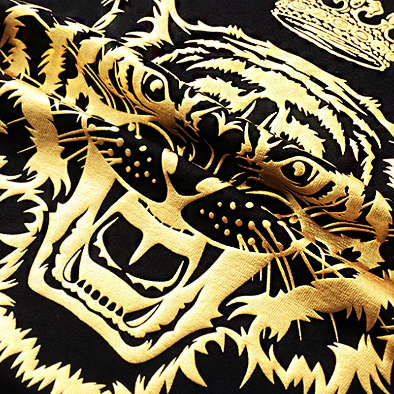 wholesale Crew neck plain tshirts custom Metallic gold Silk screen printing graphic logo gilding plus size t-shirts for men