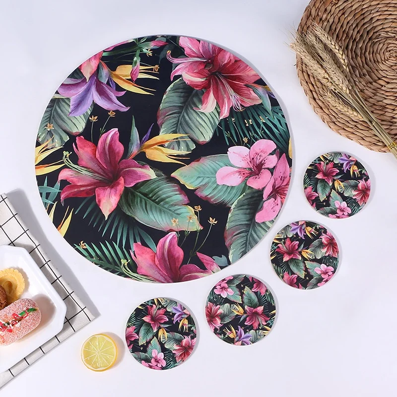 Custom Round Placemat Cork Back Table Mats Heat Resistant Mdf Cork Placemats Set for Dining Table Luxury