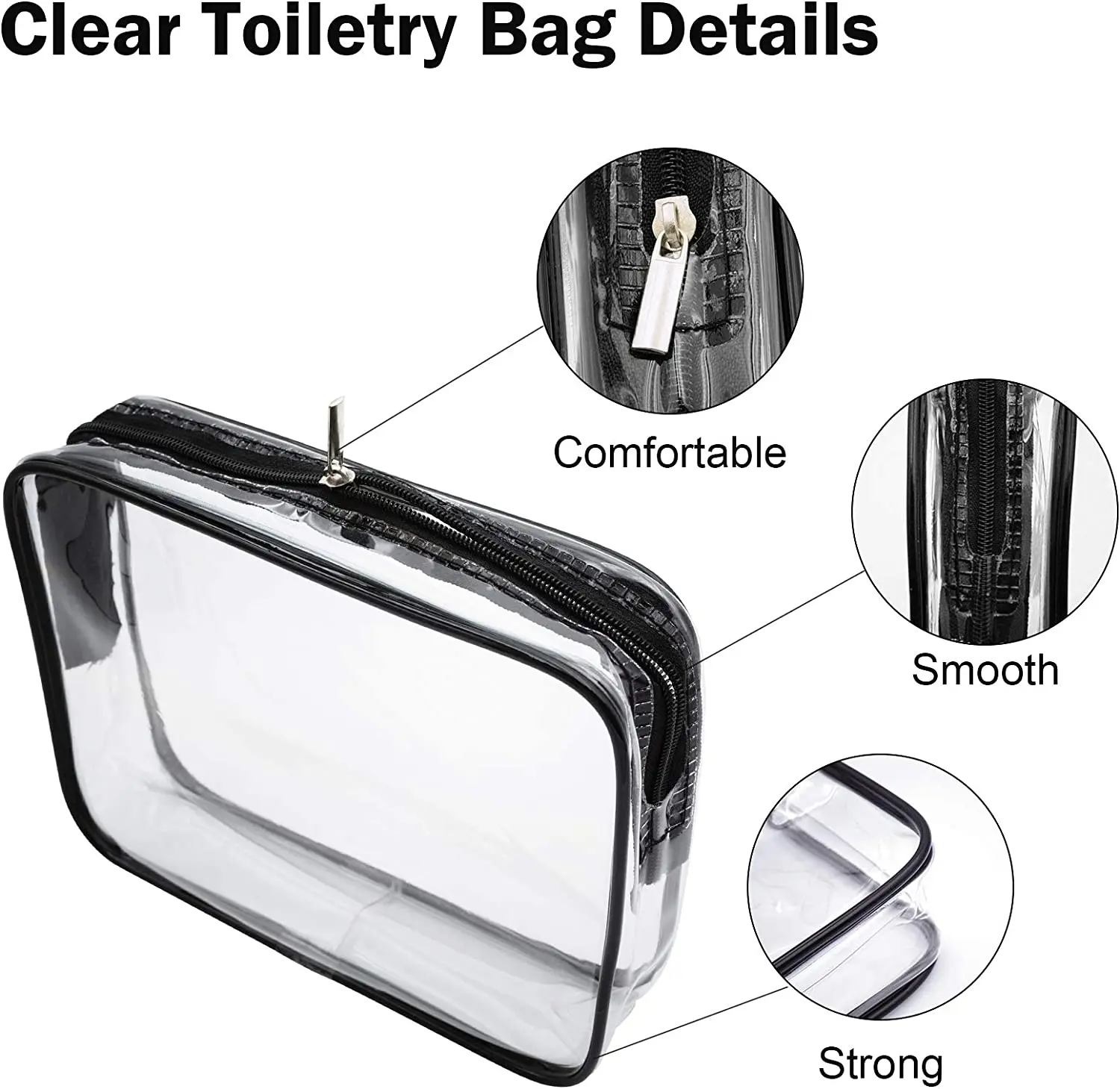 Custom Clear PVC Plastic Cosmetic Bag Transparent Waterproof Travel Toiletry Bags Clear PVC Cosmetic Bag