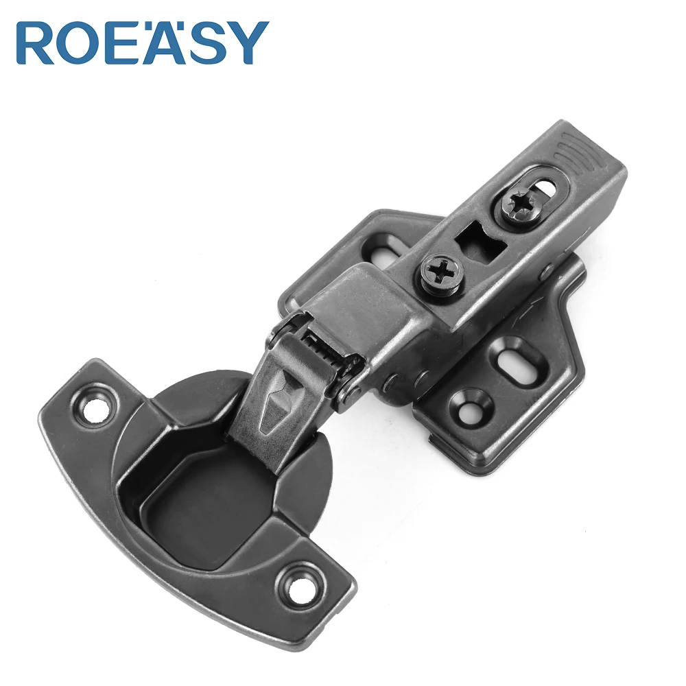 ROEASY large bend inset cabinet hinge black fixed type hinge three way free hover soft close furniture hinges