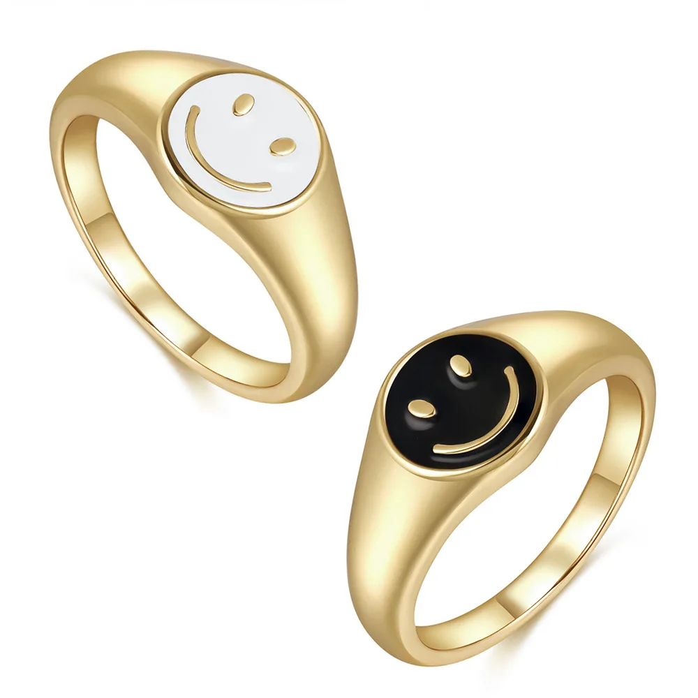 Chinese Factory 18K Gold Plated Smile Ring Customized Design Stainless Steel Women Finger Ring