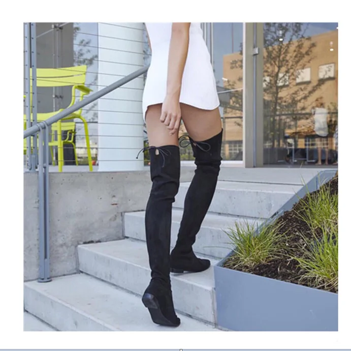 Облегающие сапоги выше колена, сексуальные Замшевые женские сапоги для снега, женские модные зимние сапоги до бедра, обувь