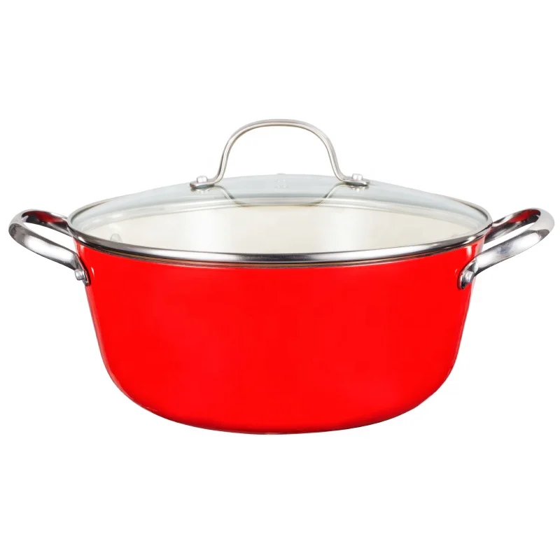 Hot Sale 8 Pieces Nonstick Kitchen Cookware Sets Heat Resistant Enamel Cast Iron Houseware Casserole Pan with Glass Lid