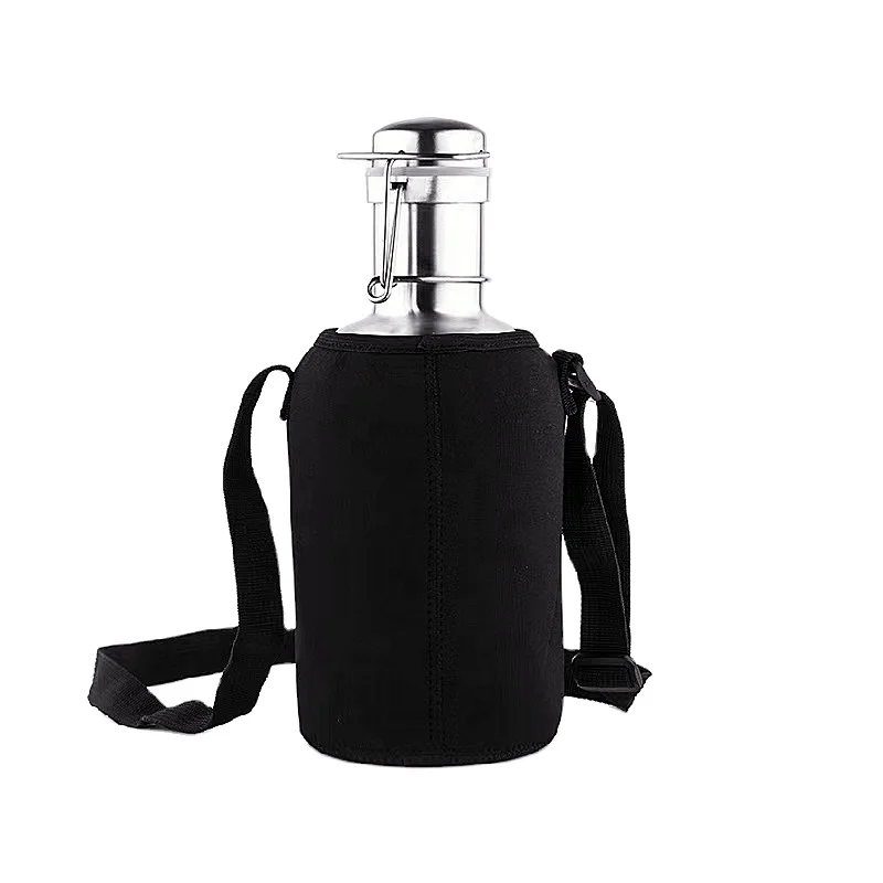 Half Gallon Customized Stainless Steel Insulated Water Bottle Camping Beer Growler Large Vacuum Jug With Shoulder Strap