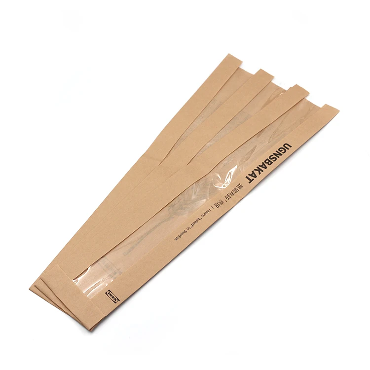 custom eco-friendly recycled retail bakery packaging french baguette kraft paper bread bag with window