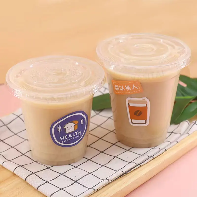 Custom Self Adhesive Printed Logo  Paper Coffee Sticker Labels For Plastic Cups