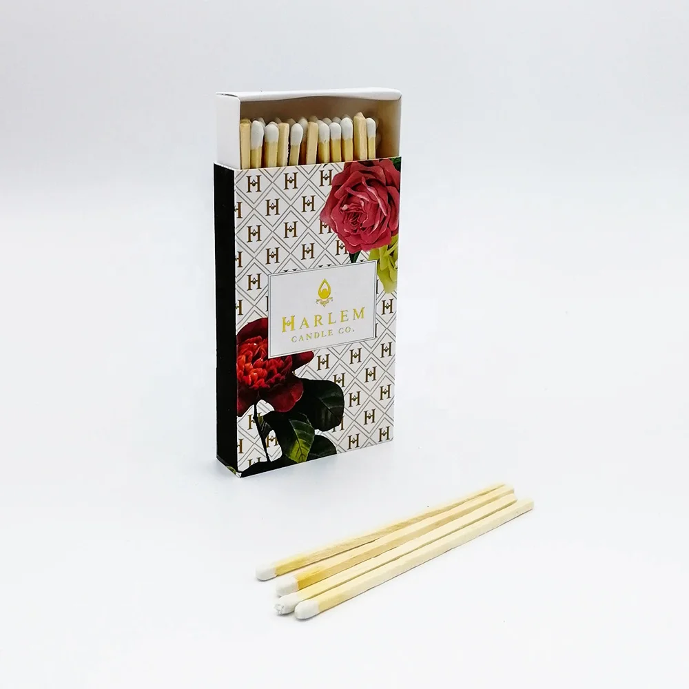 4 Inch Candle Matches Matches Box Custom Printed Safety Wooden Matchsticks 100mm Colored Match Stick bunch