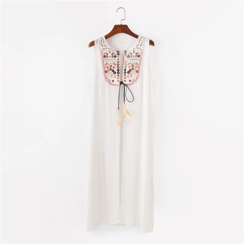 Long Beach chiffon shawl embroidered sequins and feathers