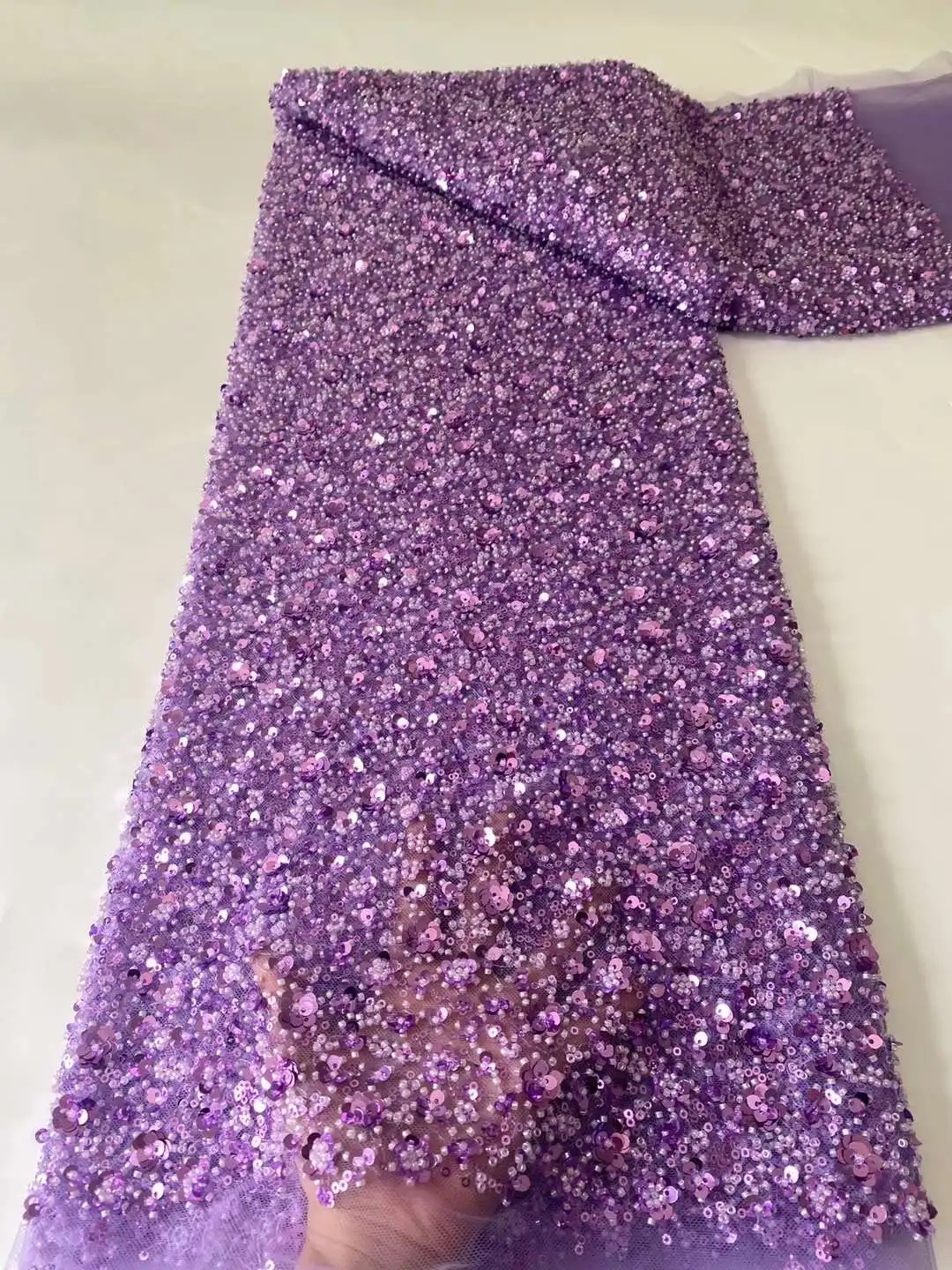 Luxury tecido de barras beads fabric rhinestone lace African embroidery sequin pearl fabric for dress