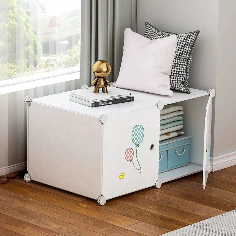Wardrobe bay window cabinet storage cabinet living room economic multi-functional 3 cubes plastic storage cabinet