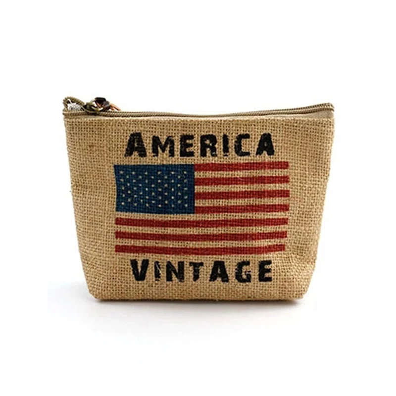 Ламинированная Сумка-клатч из джута на молнии с принтом флага