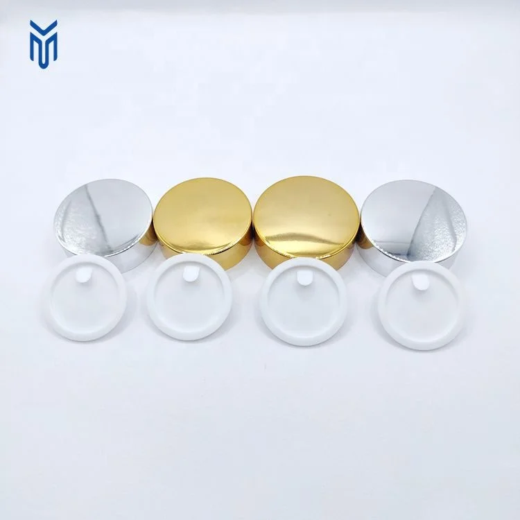 Wholesale 38mm 40mm gold silver cosmetic jars screw cap electroplating plastic lid glass jar gold lid