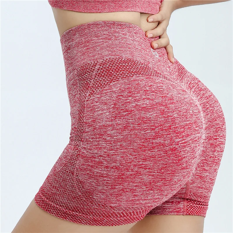 BESTELLA High Waist Yoga Shorts Hip-Lifting Seamless Smiling Face Tight Stretch Sports Three-Point Shorts For Adults